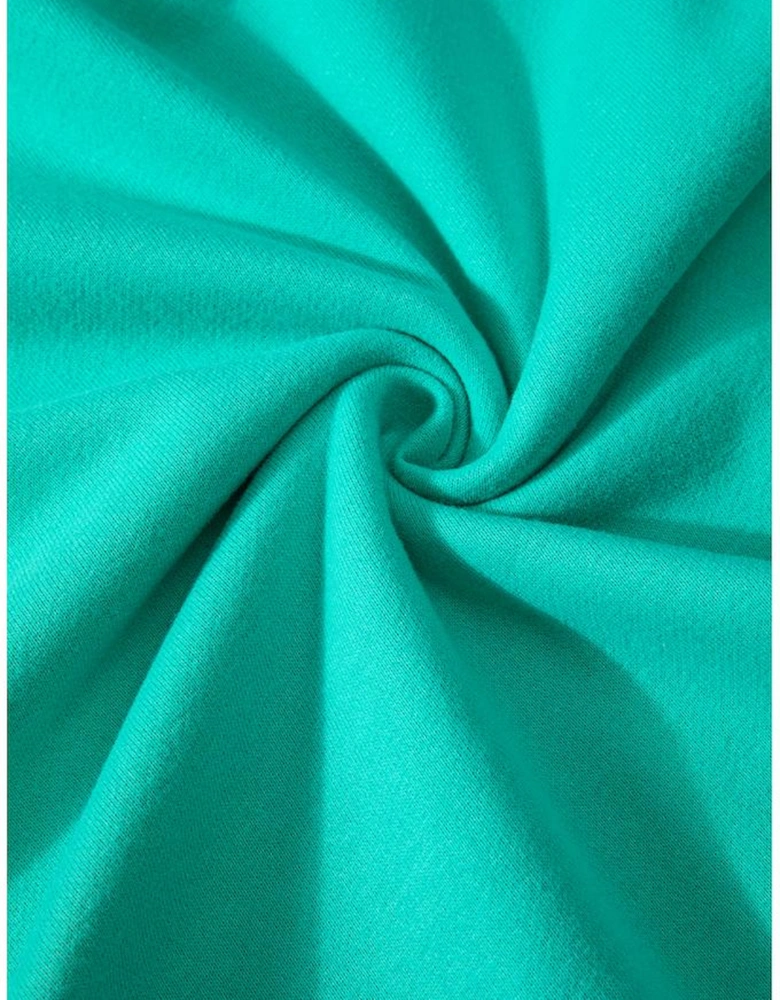 Aruba Blue Solid Fleece Lined Drop Shoulder Terry Sweatshirt