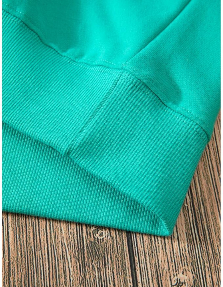 Aruba Blue Solid Fleece Lined Drop Shoulder Terry Sweatshirt