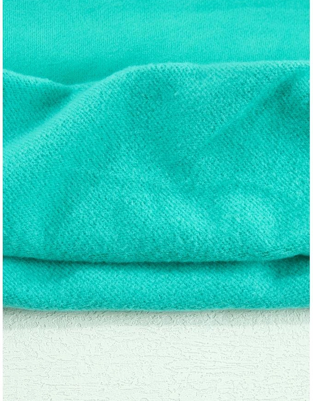 Aruba Blue Solid Fleece Lined Drop Shoulder Terry Sweatshirt