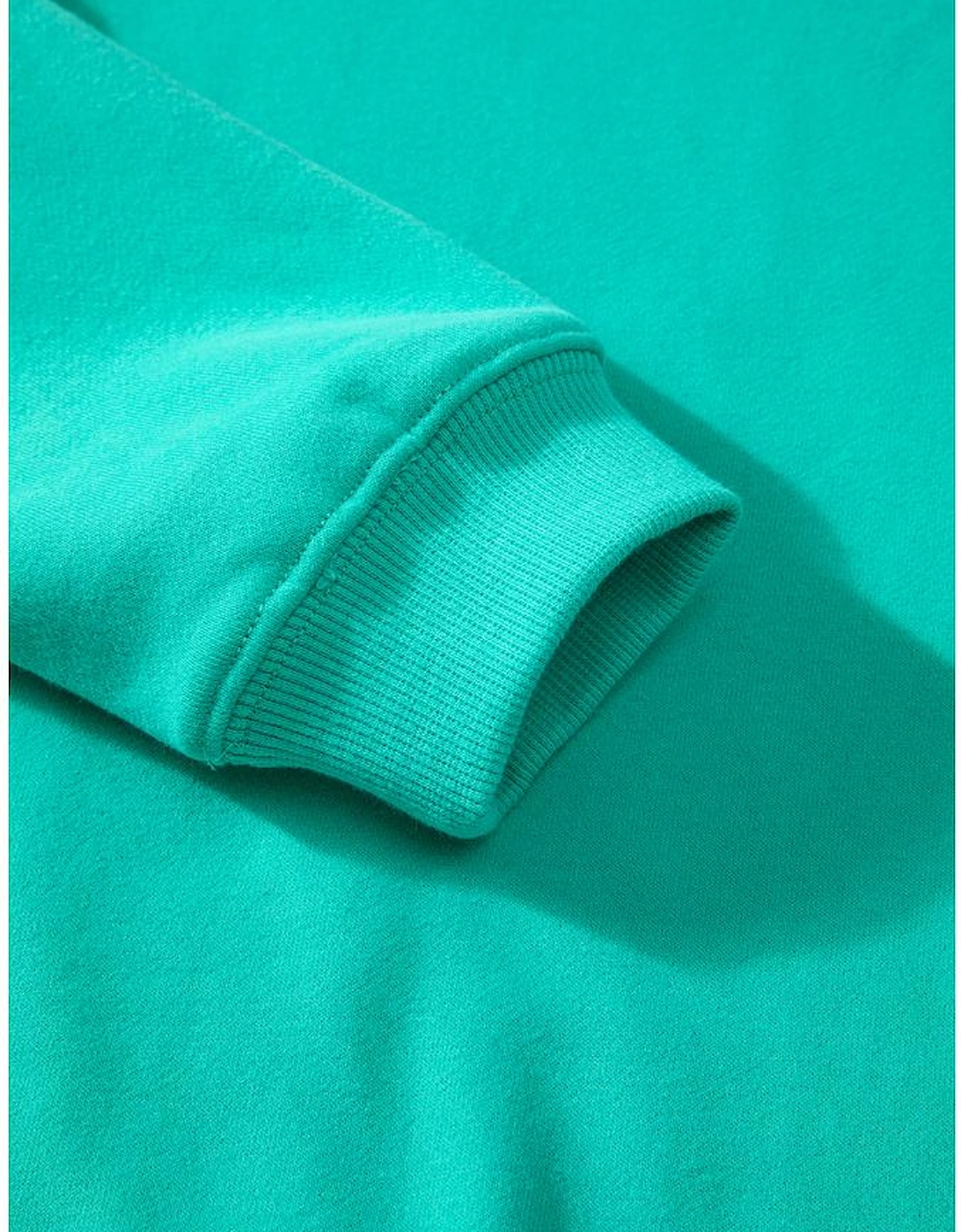 Aruba Blue Solid Fleece Lined Drop Shoulder Terry Sweatshirt