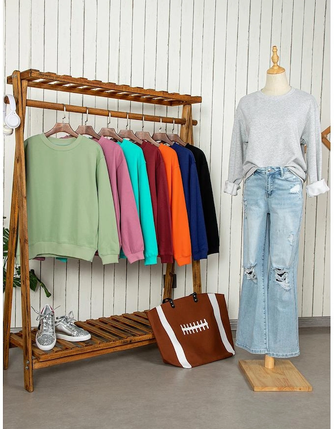 Aruba Blue Solid Fleece Lined Drop Shoulder Terry Sweatshirt