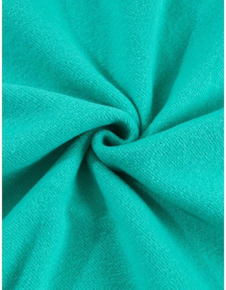 Aruba Blue Solid Fleece Lined Drop Shoulder Terry Sweatshirt