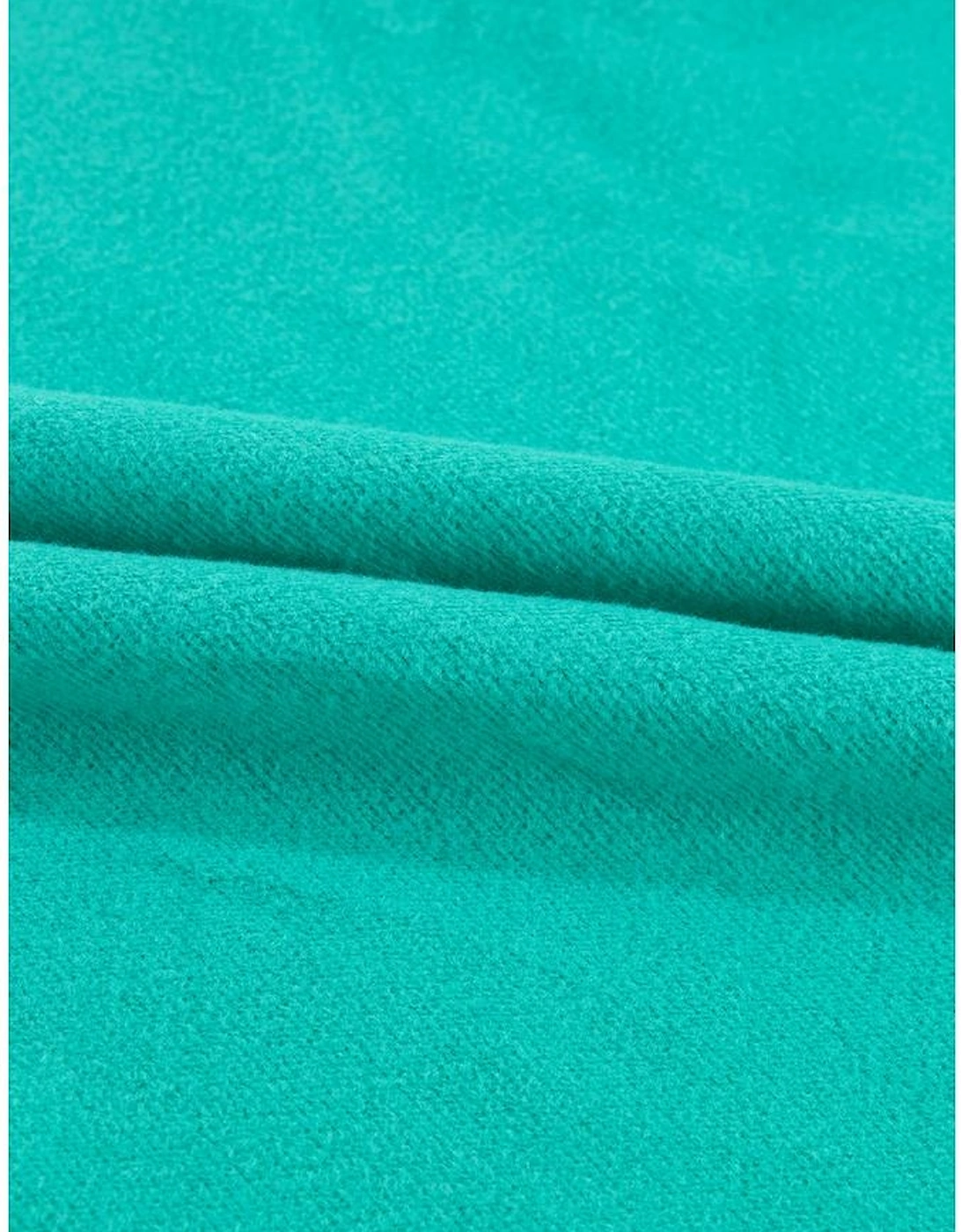 Aruba Blue Solid Fleece Lined Drop Shoulder Terry Sweatshirt