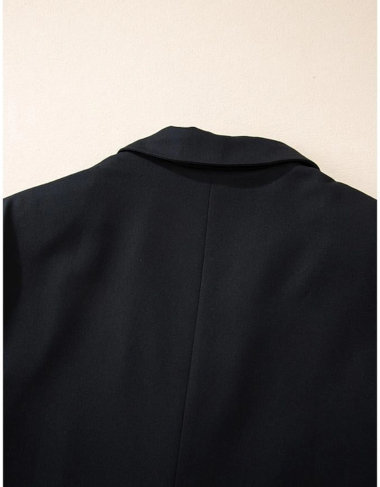 Black Lapel Flap Pocket Buttoned Blazer