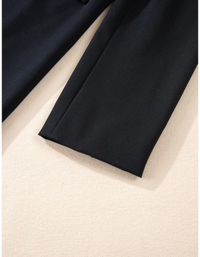 Black Lapel Flap Pocket Buttoned Blazer