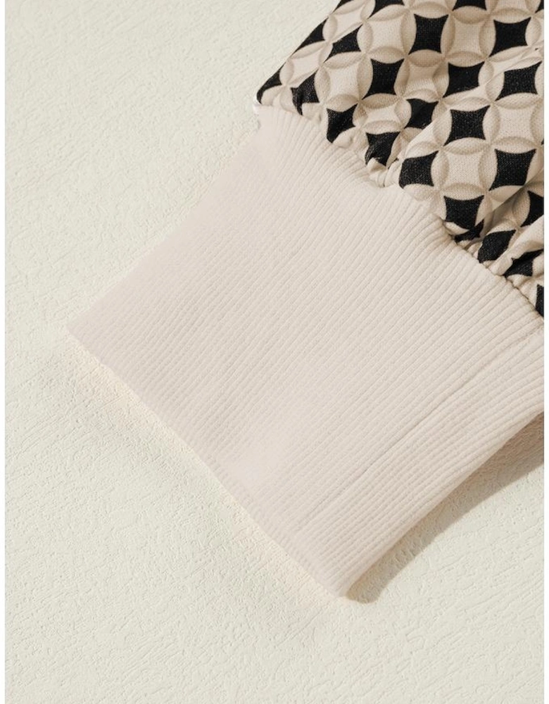 Black Plus Size Two Tone Contrast Collared Pullover Sweatshirt