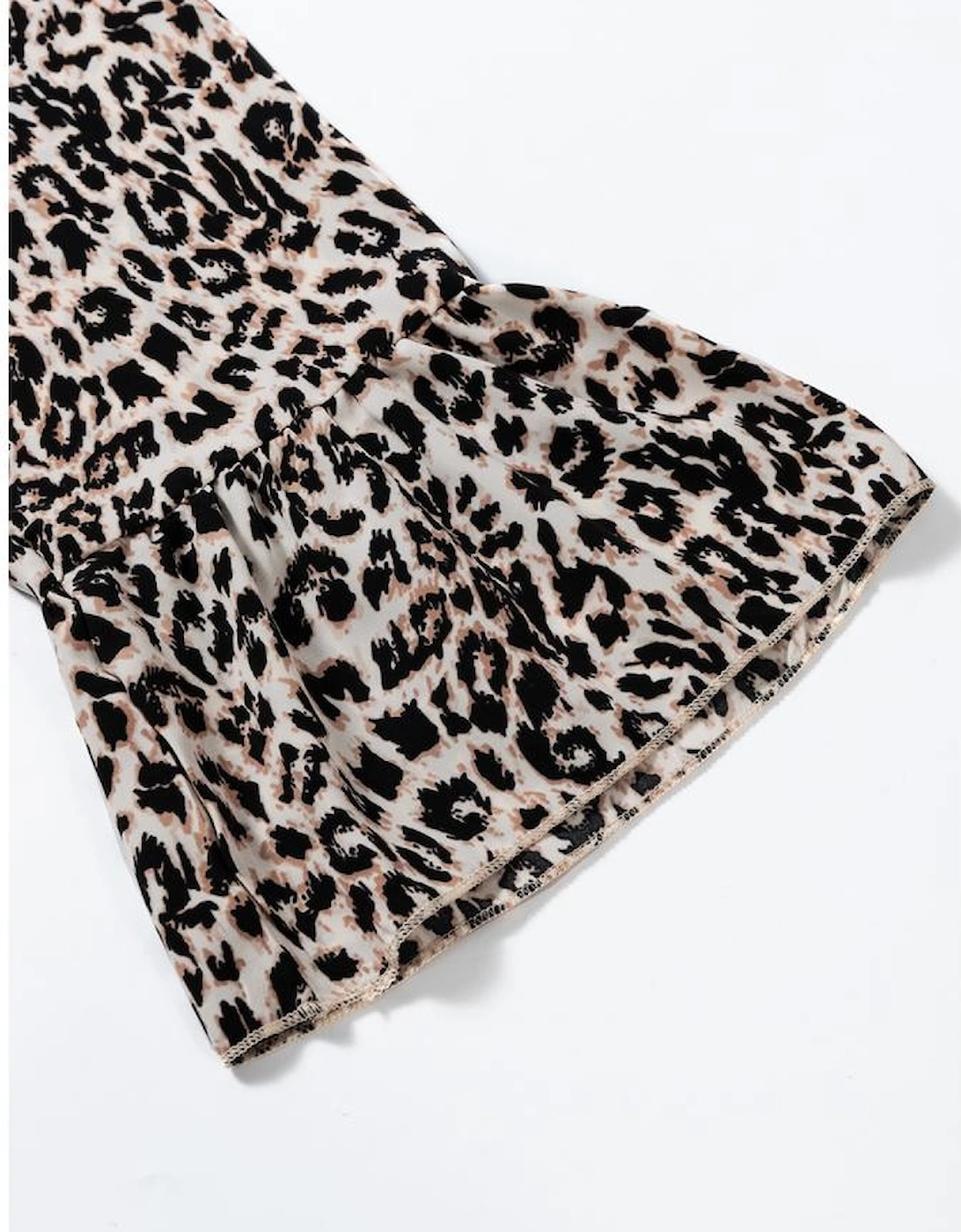 Apricot Leopard Print Tiered Wide Sleeve Maxi Dress