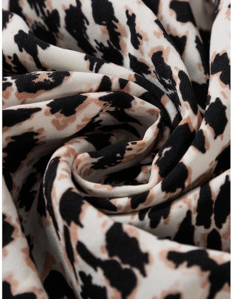 Apricot Leopard Print Tiered Wide Sleeve Maxi Dress