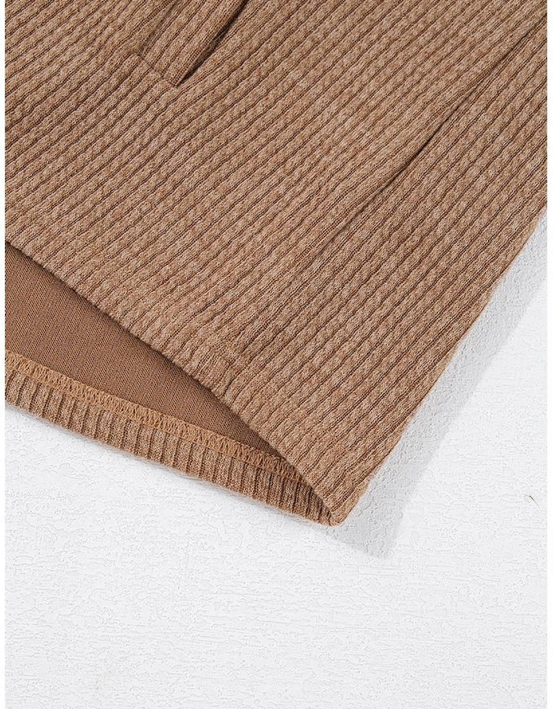 Dark Khaki Solid Color Corduroy Buttoned Long Sleeve Shacket