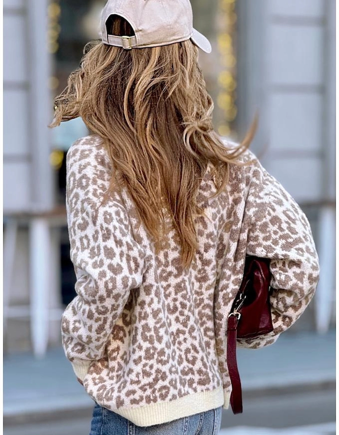 Khaki Leopard Drop Shoulder Chunky Knitted Cardigan Sweater, 14 of 13