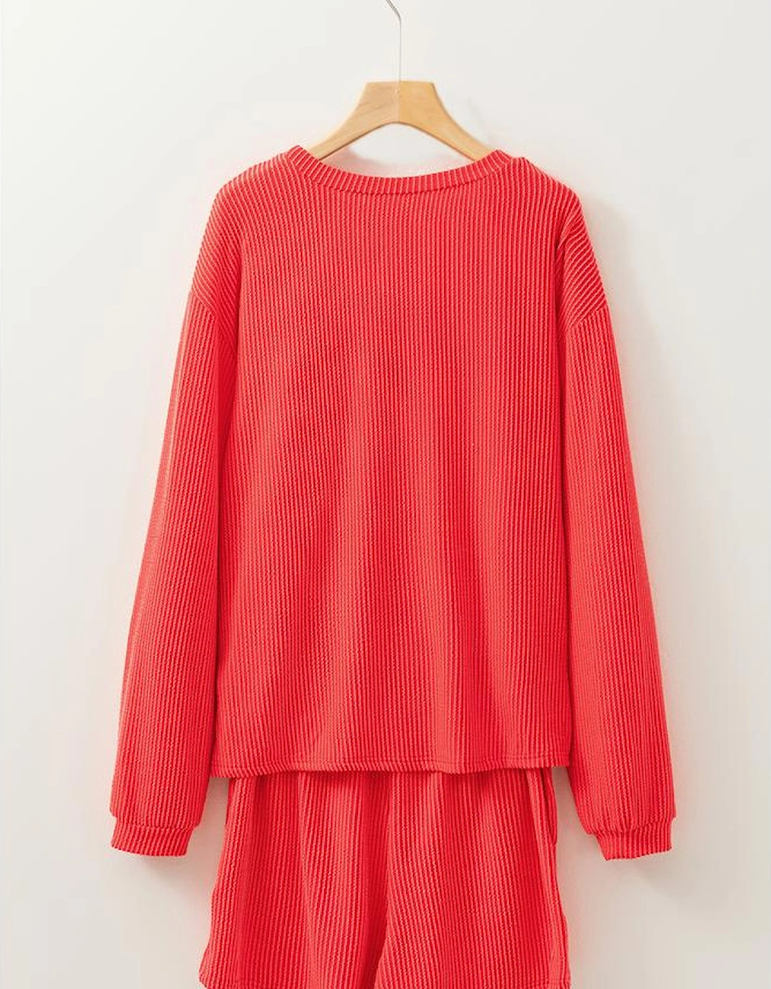 Gold Flame Heat Transfer Christmas Nutcracker Ribbed Long Sleeve Top Shorts Set