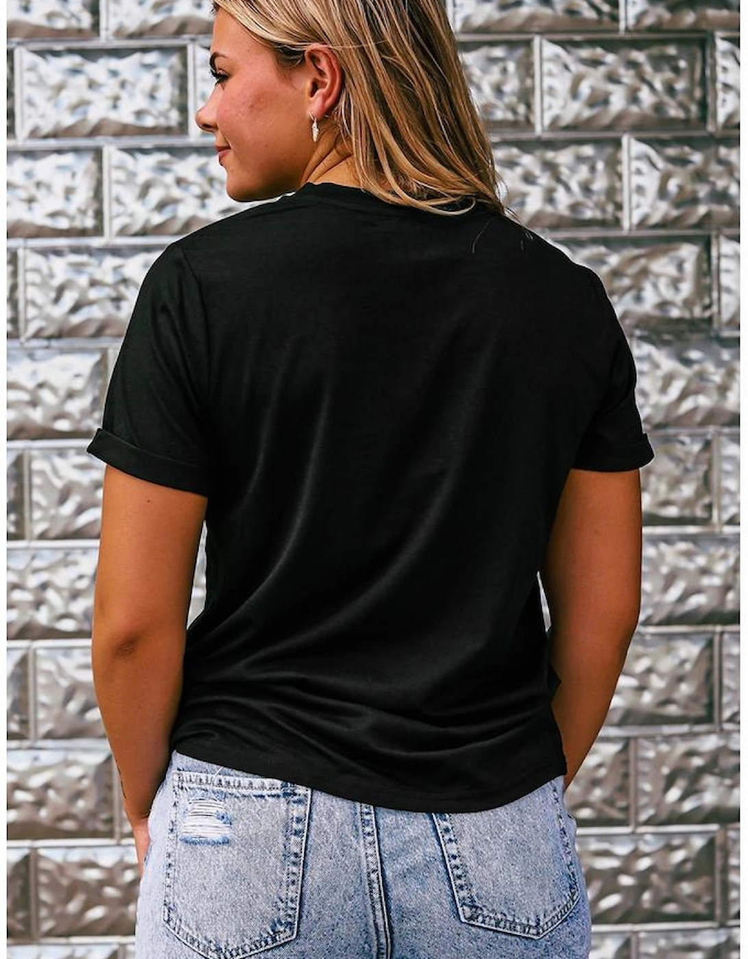 Black THANKFUL GRATEFUL BLESSED Crew Neck Graphic Tee