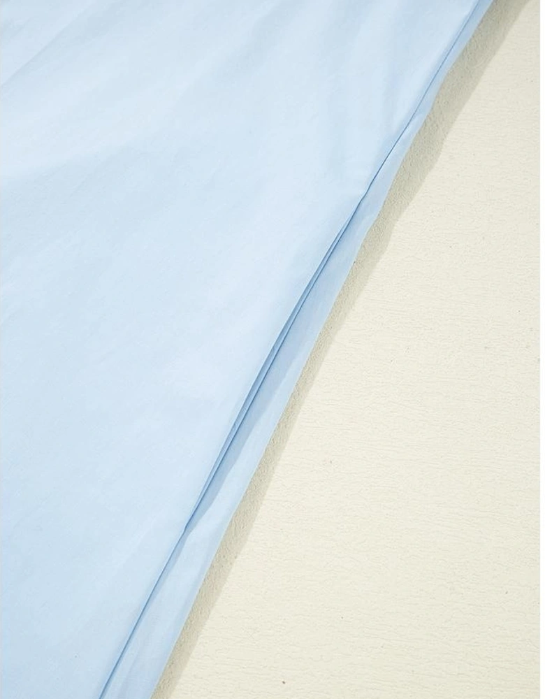 Myosotis Contrast Striped Notched V Neck Puff Sleeve Mini Dress