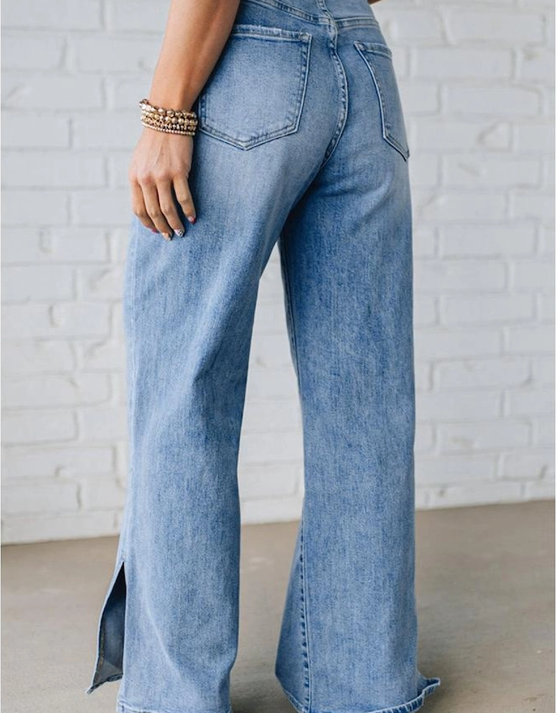 Myosotis Slit Leg High Rise Drawstring Casual Jeans, 11 of 10