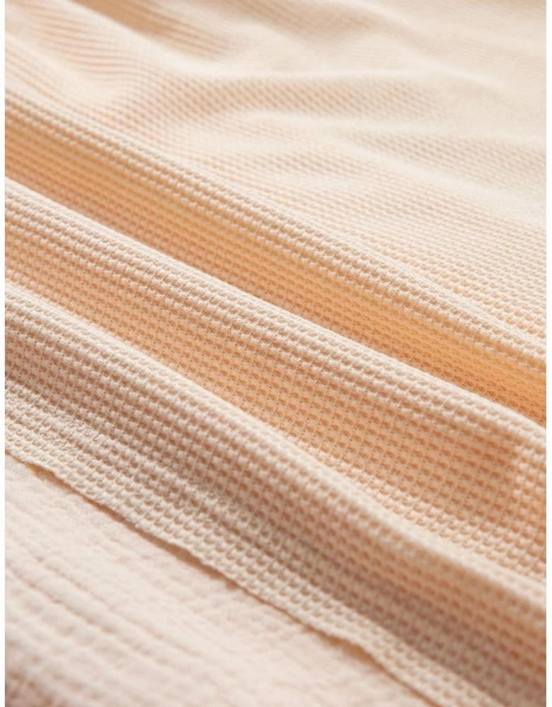 Beige Waffle Splicing Short Batwing Sleeve Flap Detail Shirt