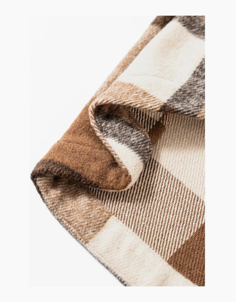 Light French Beige Flannel Plaid Double Flap Pocket Shacket