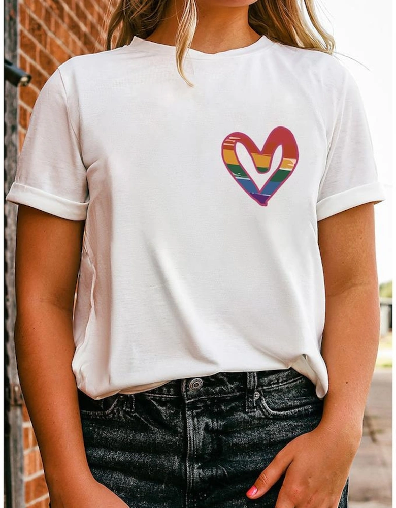 White ALL FOR LOVE AND LOVE FOR ALL Letter Graphic T Shirt