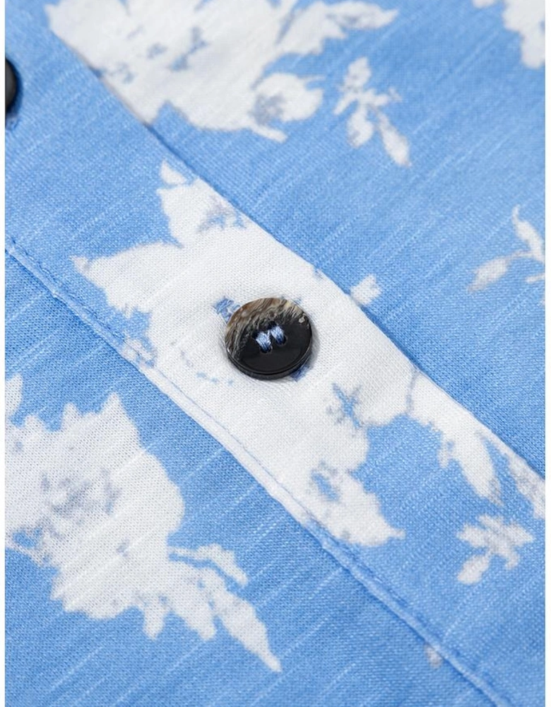 Myosotis Floral Print Half Button Wide Leg Relaxed Sleeveless Jumpsuit