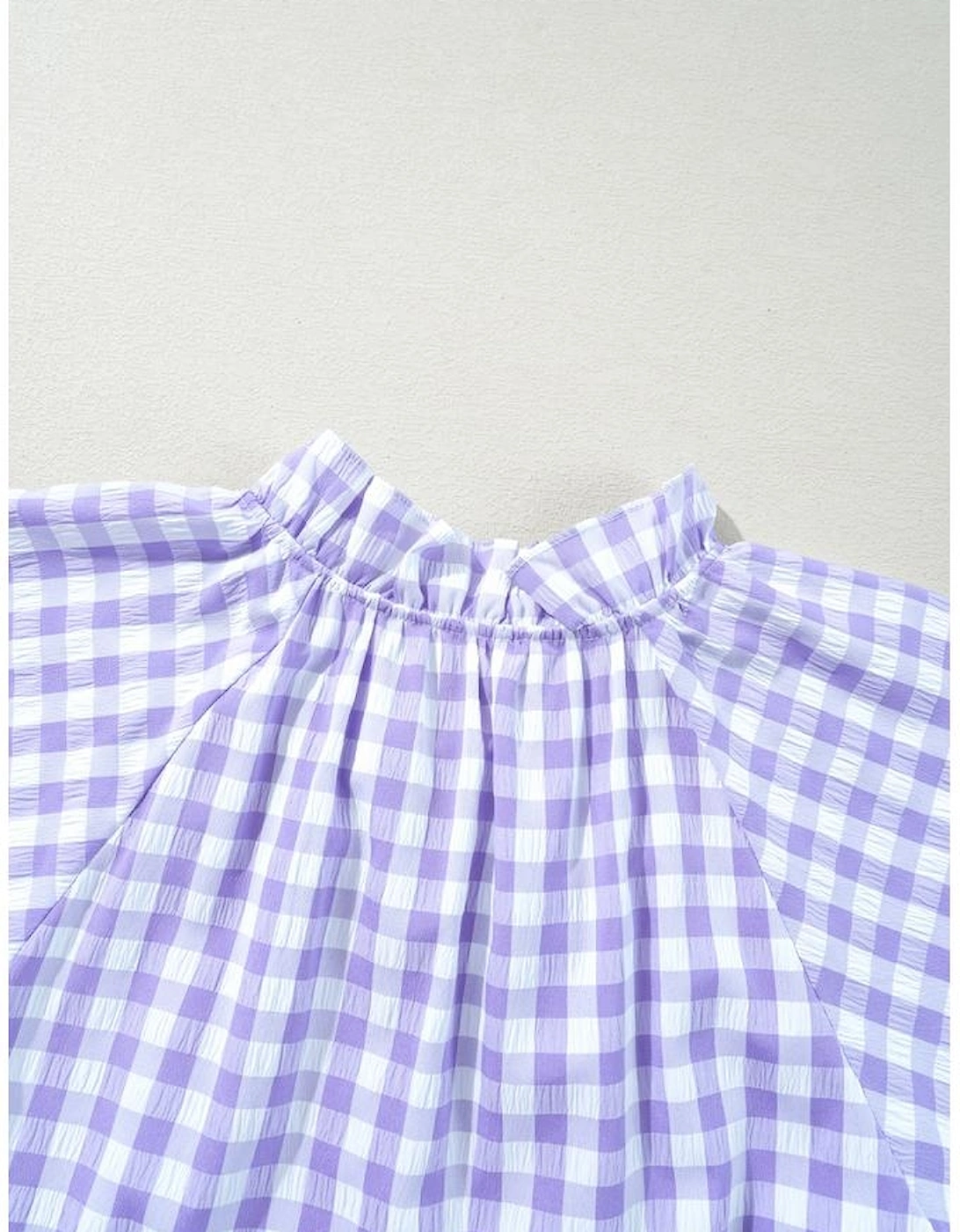 Lavendula Plaid Ruffle Wide Short Sleeve Babydoll Mini Dress