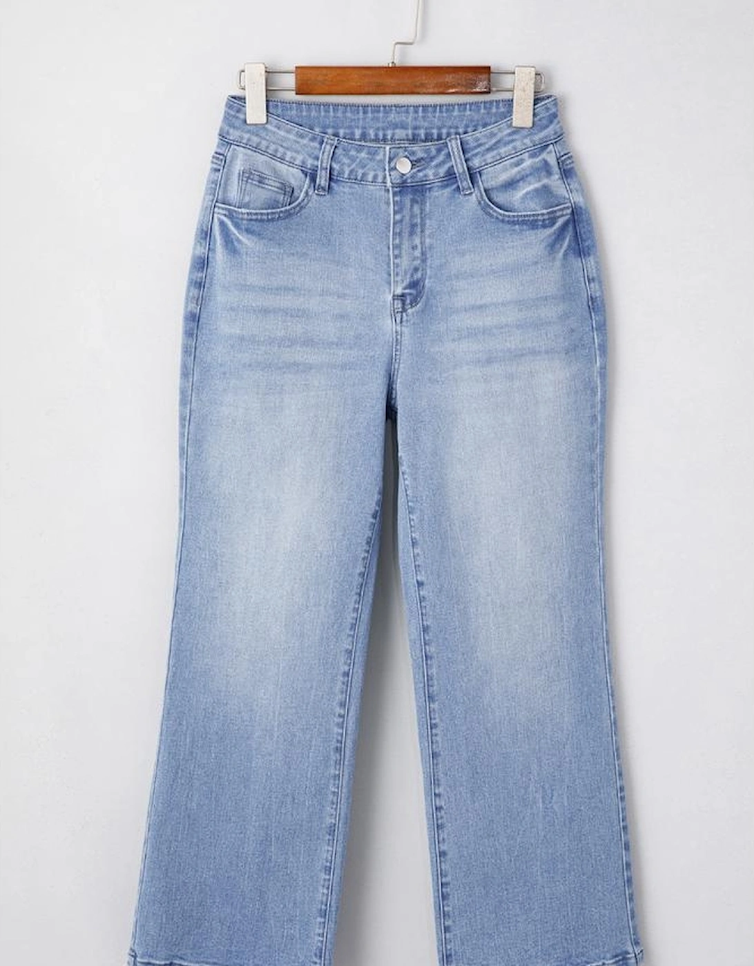 Beau Blue Mineral Wash Raw Hem High Waist Flared Jeans, 13 of 12