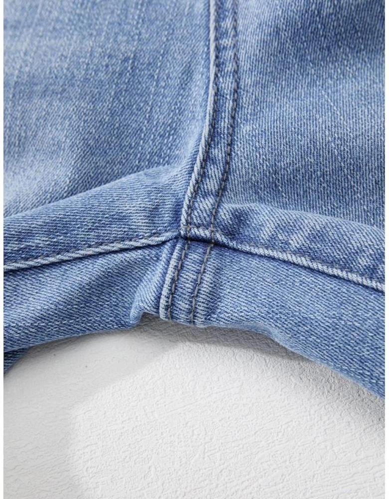 Beau Blue Mineral Wash Raw Hem High Waist Flared Jeans