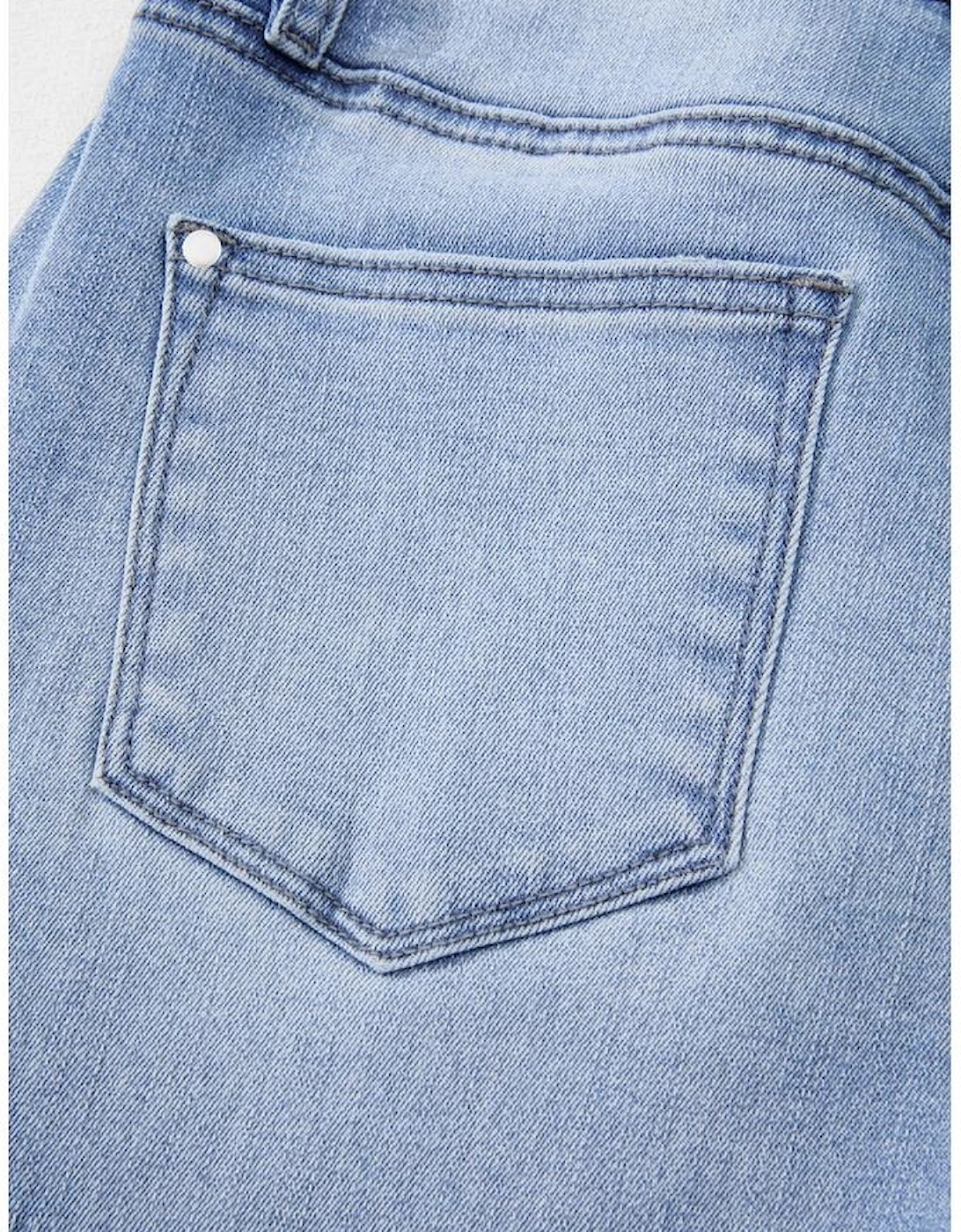 Beau Blue Mineral Wash Raw Hem High Waist Flared Jeans