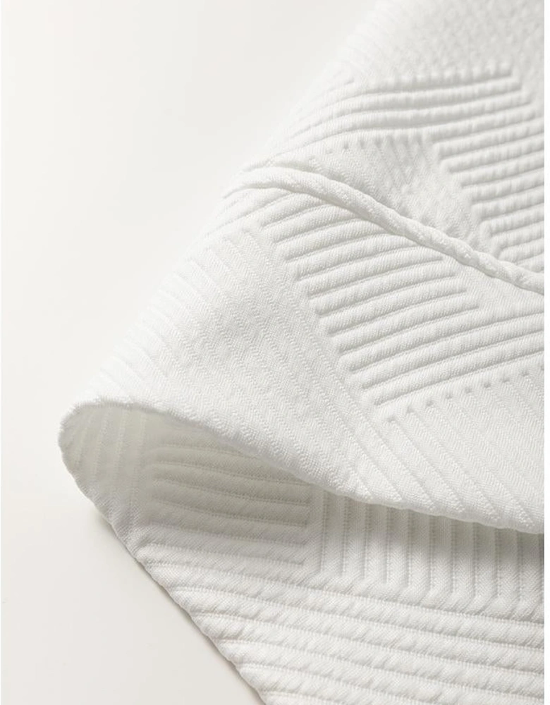 White Textured Half Zip Collared Cap Sleeve Mini Dress