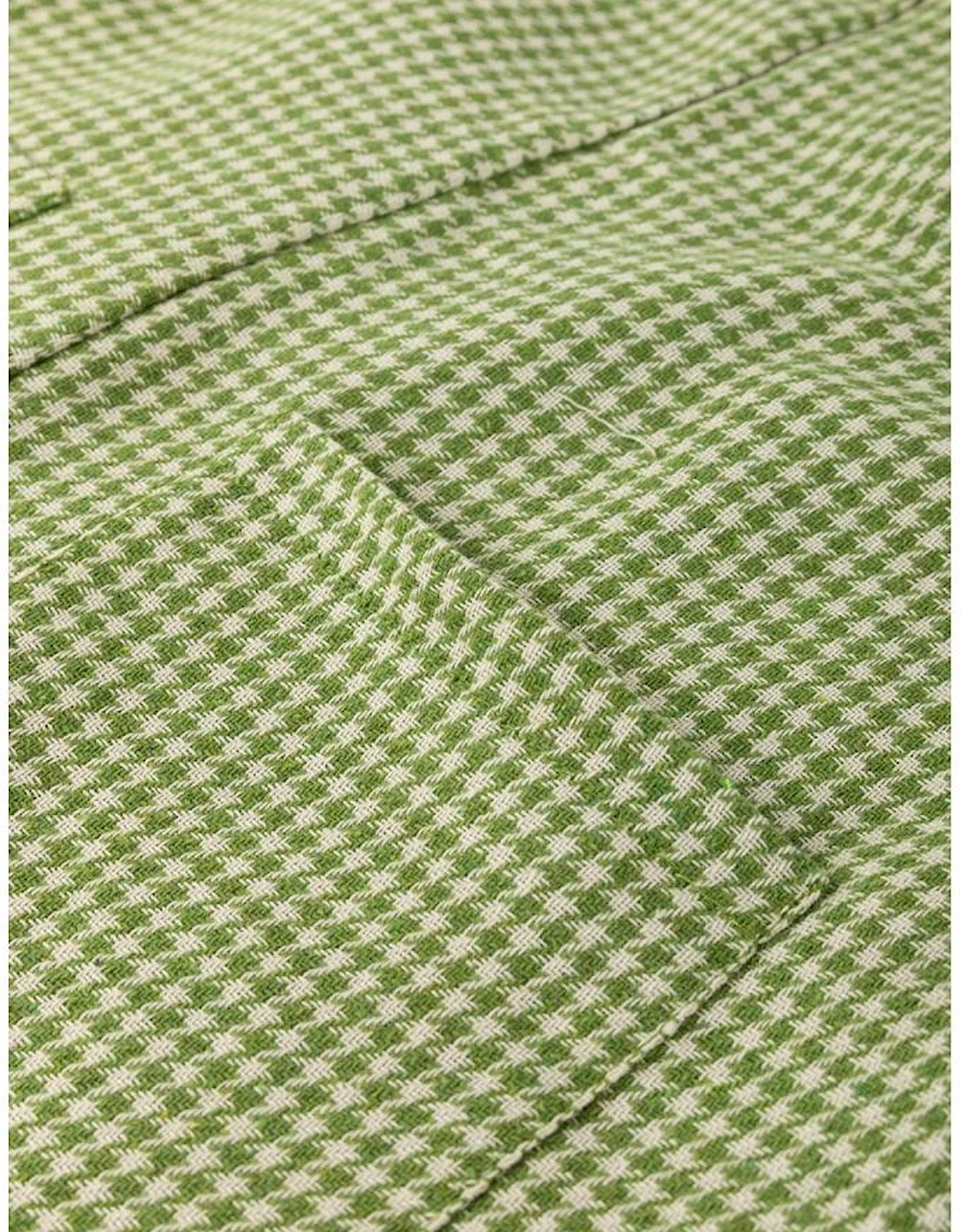Green Gingham Wide Leg Loose Overall with Pockets