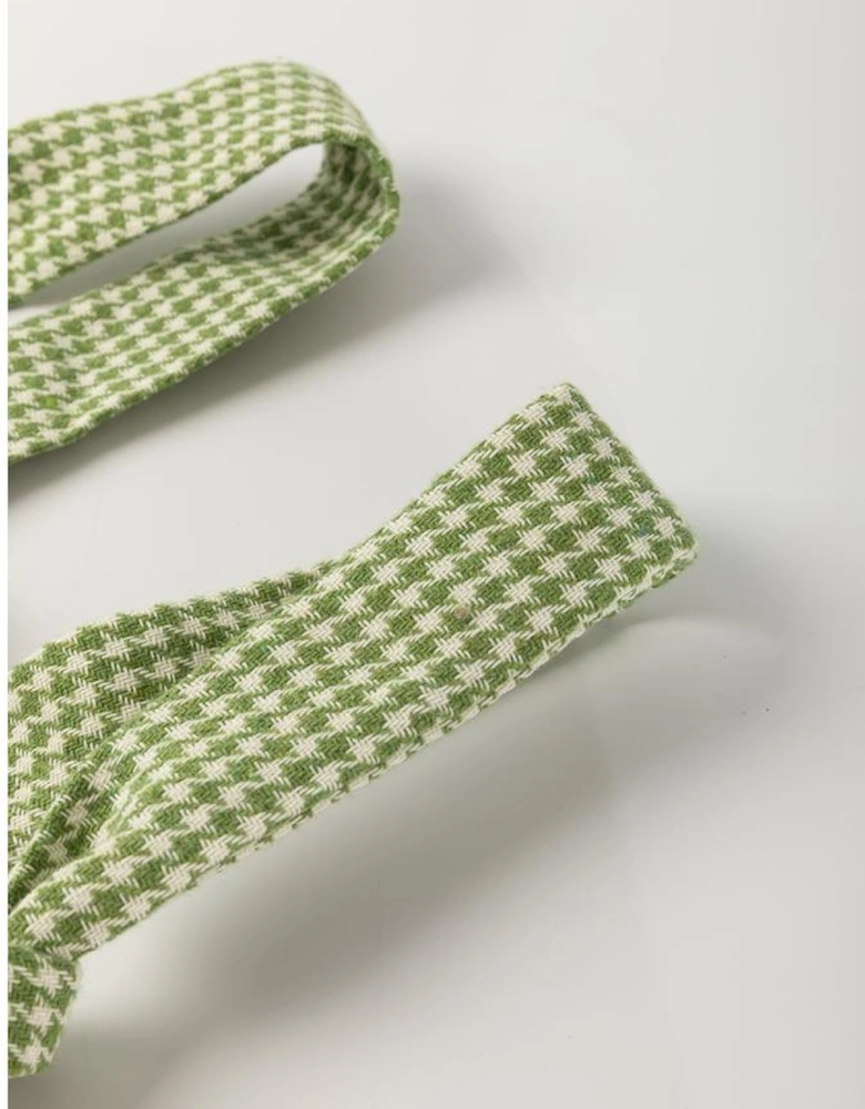 Green Gingham Wide Leg Loose Overall with Pockets