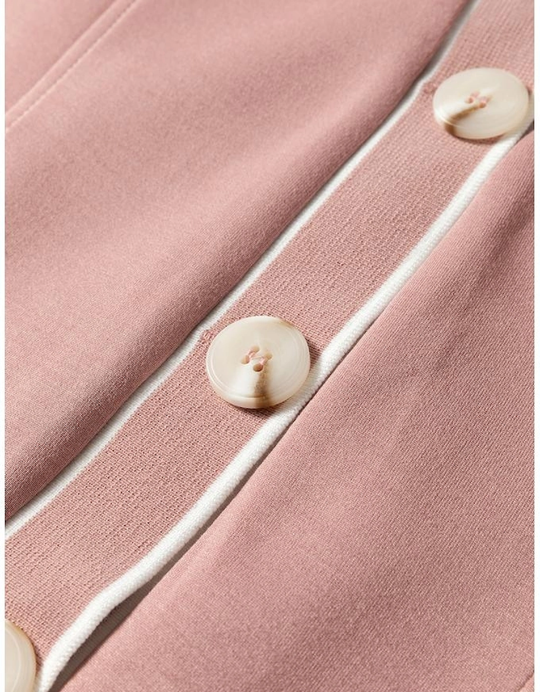 Pink Stripe Contrast Trim V Neck Buttoned Front Pocketed Knit Cardigan