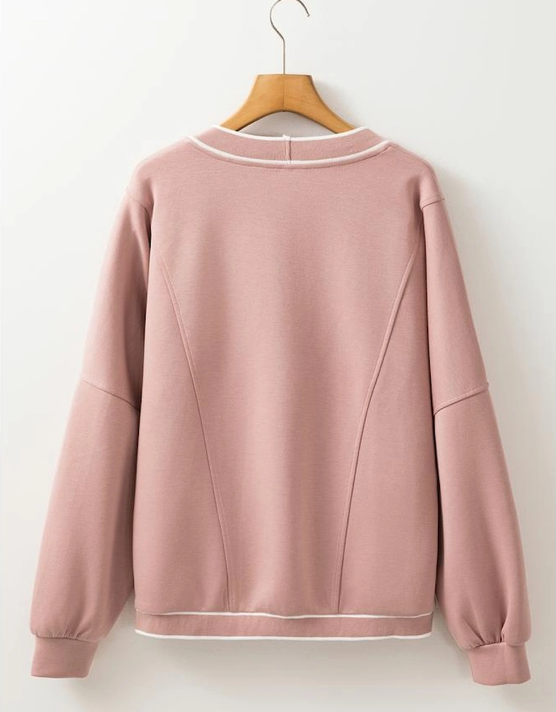 Pink Stripe Contrast Trim V Neck Buttoned Front Pocketed Knit Cardigan