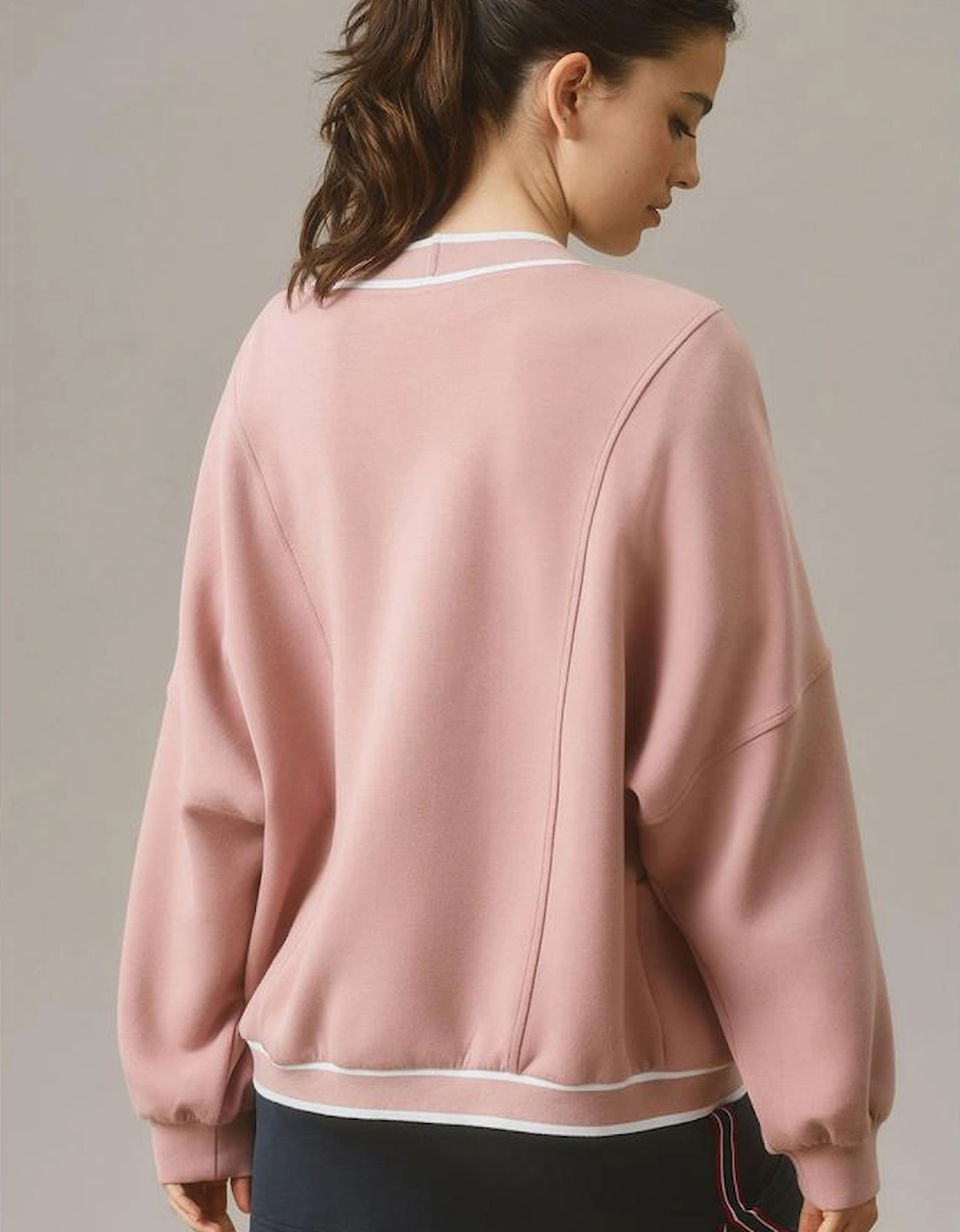 Pink Stripe Contrast Trim V Neck Buttoned Front Pocketed Knit Cardigan