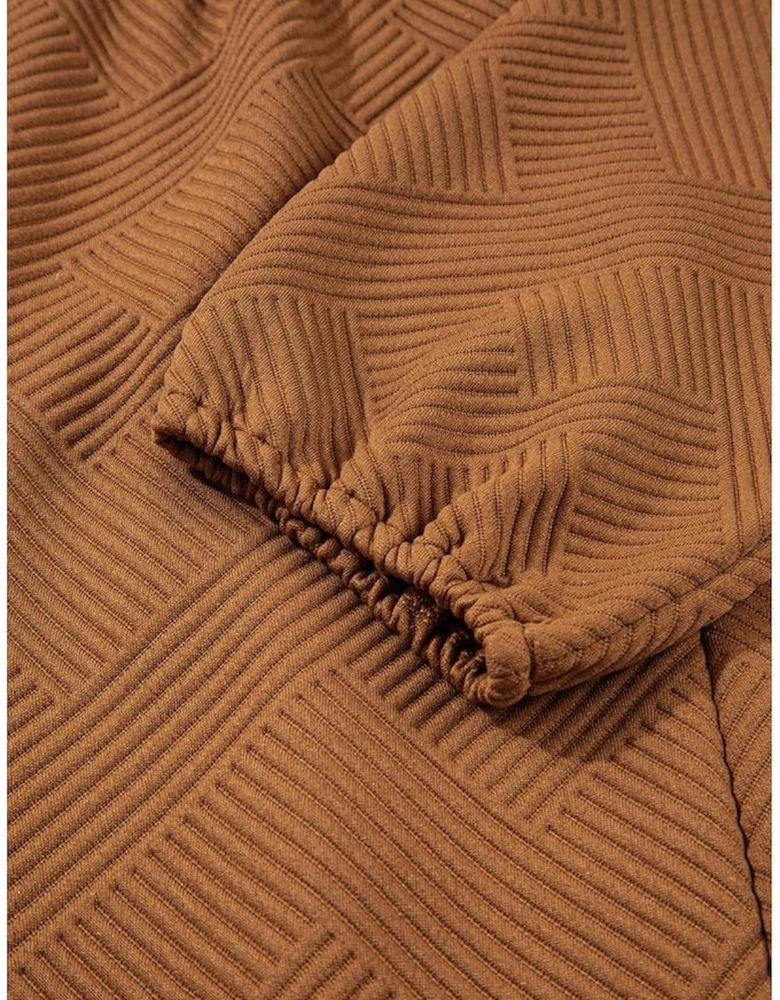 Desert Gold  Quarter Zip Collar Bracelet Sleeve Textured Mini Dress