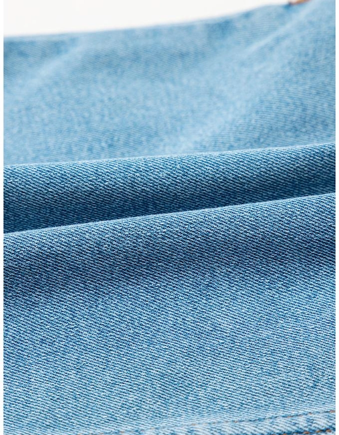 Dusk Blue Acid Wash Bowknot Details High Waist Denim Skirt