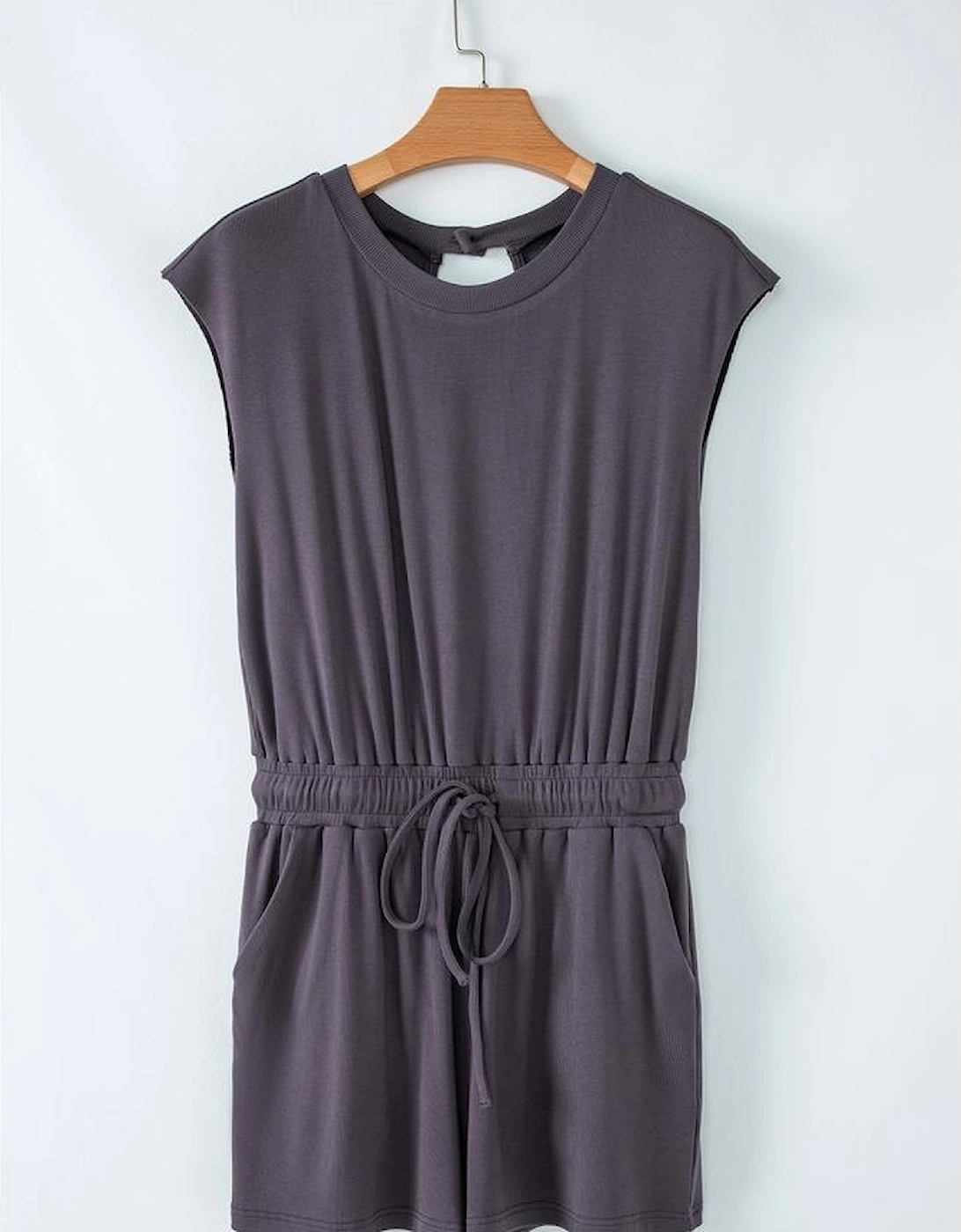 Bristol Black Knit Open Back Cap Sleeve Drawstring Romper