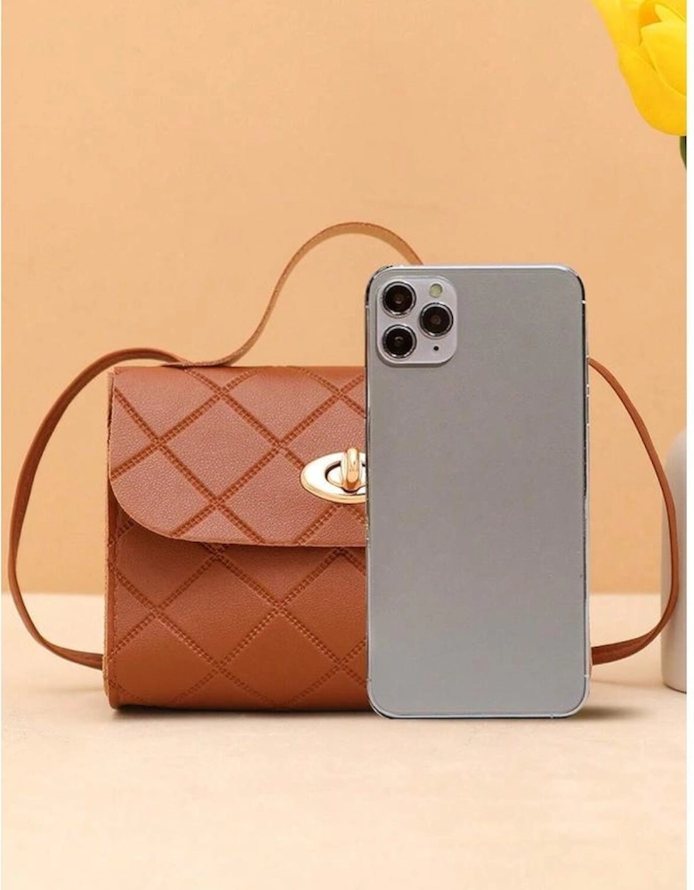 Breen PU Leather Diamond Pattern Messenger Bag