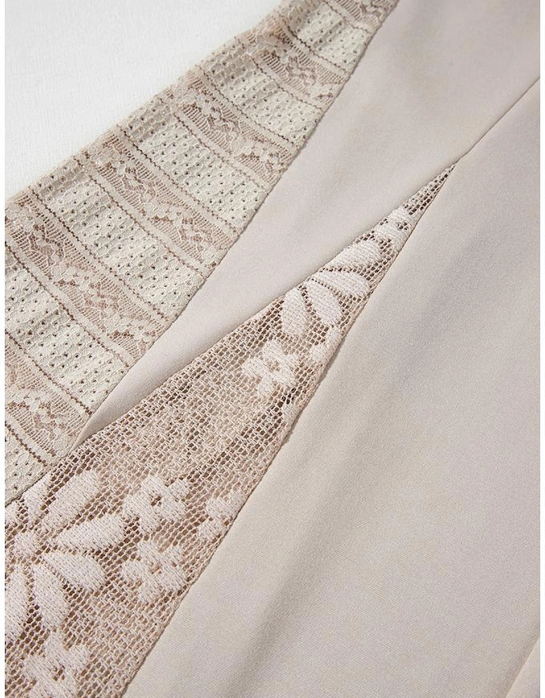 Smoke Gray Boho Lace Patchwork Wide Leg High Waist Pants