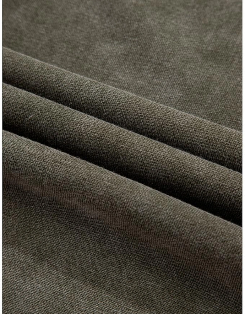 Jungle Green Lace Patchwork Detail Notched Neck Mineral Wash Baggy Sweatshirt