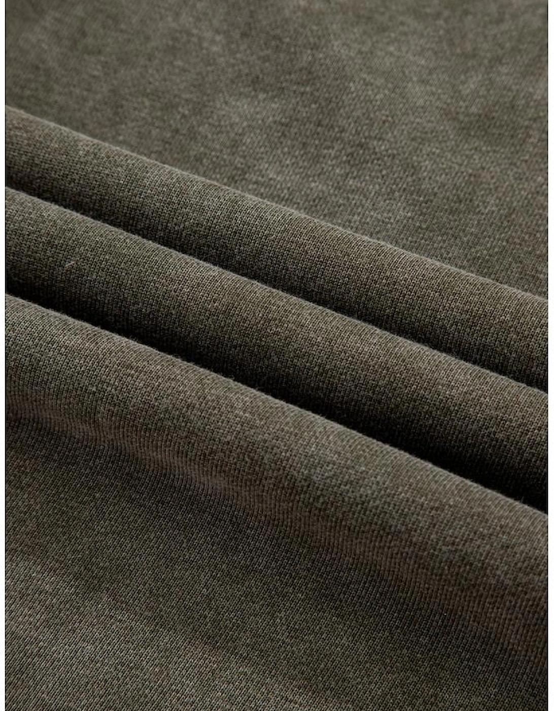 Jungle Green Lace Patchwork Detail Notched Neck Mineral Wash Baggy Sweatshirt