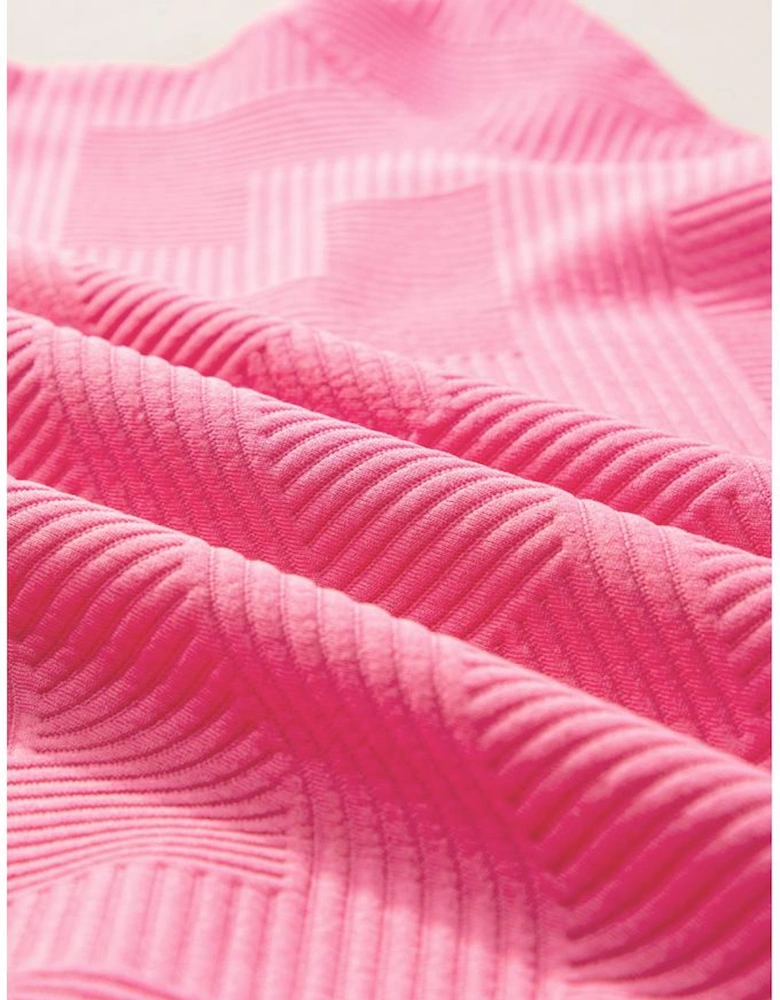 Strawberry Pink Textured Loose Fit T Shirt and Drawstring Pants Set