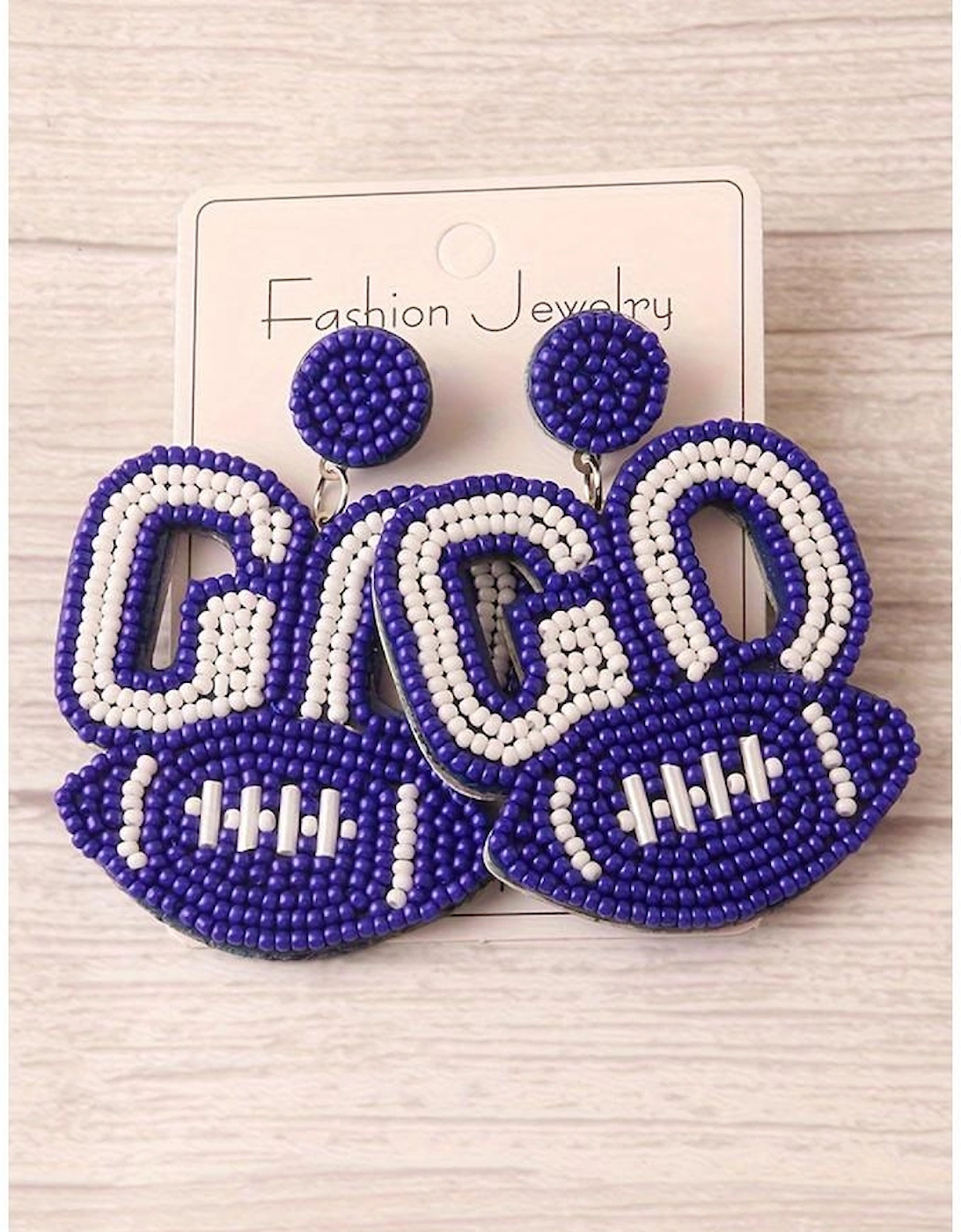 Bluing Beaded Go Football Earrings, 6 of 5