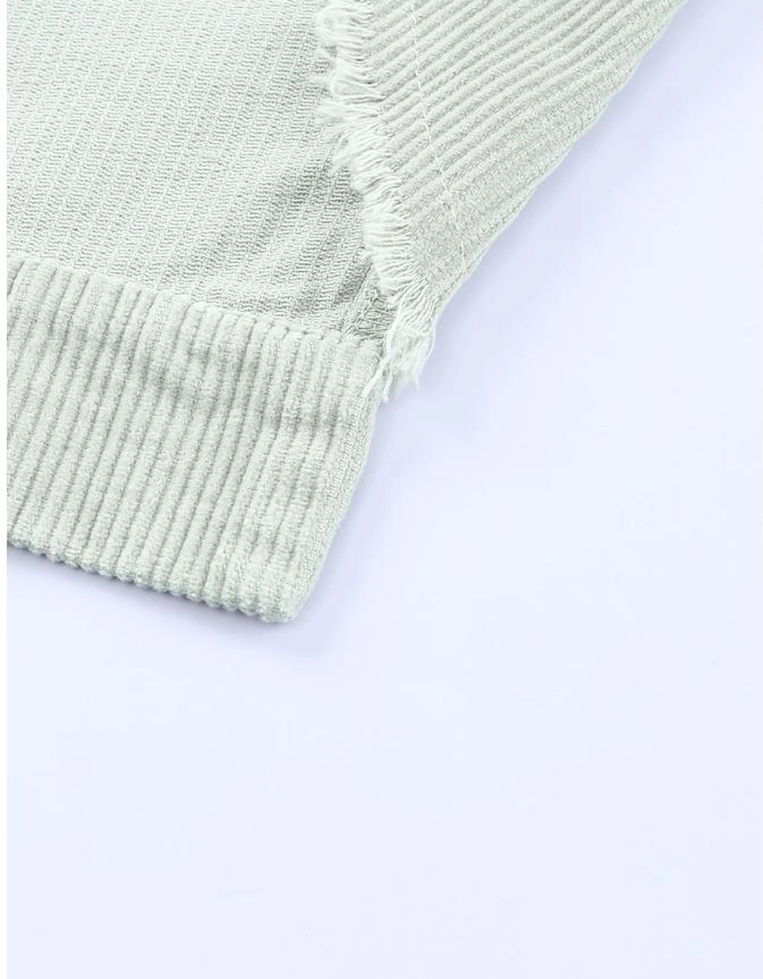 Sky Blue Raw Hem Flap Pockets Cropped Corduroy Jacket