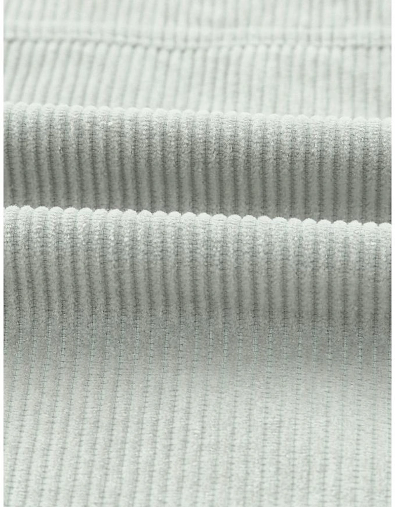 Sky Blue Raw Hem Flap Pockets Cropped Corduroy Jacket