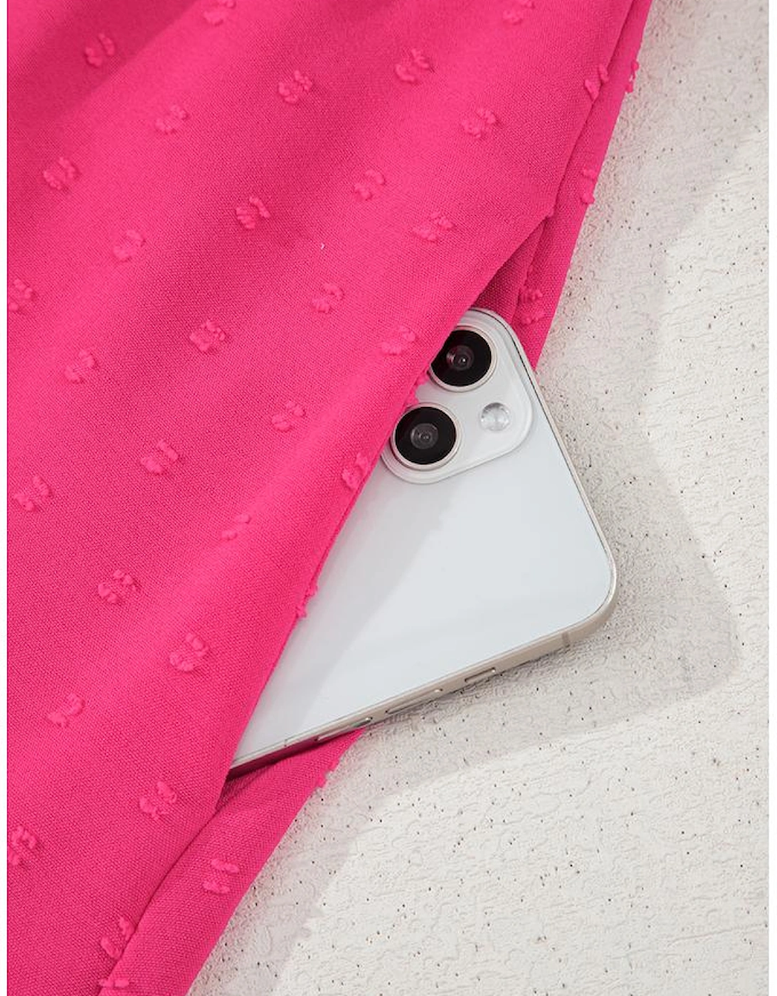 Sachet Pink Swiss Dot Smocked Frilled Neckline Short Sleeve Plus Size Dress