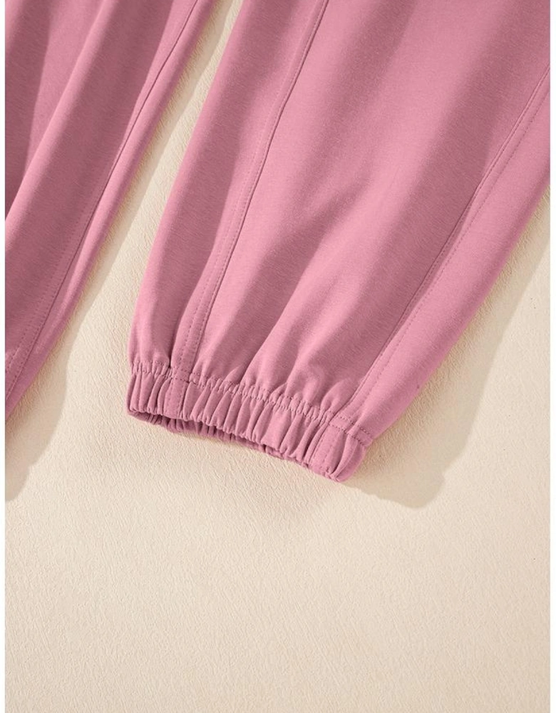 Light Pink Lace-up Elastic Waist Sleeveless Square Neck Jumpsuit