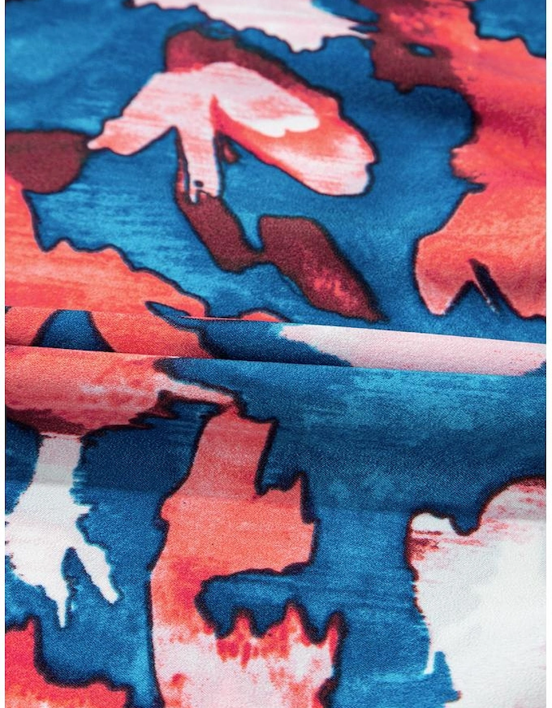 Blue Abstract Print Shirred Ruffled Short Sleeve Tiered Plus Size Mini Dress