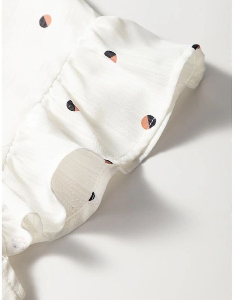 White Polka Dot Print Ruffled Shoulder V Neck Tank Top