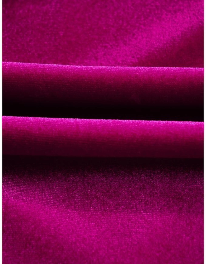 Bright Pink Plus Size Velvet Chest Pocket Drop Shoulder Shirt