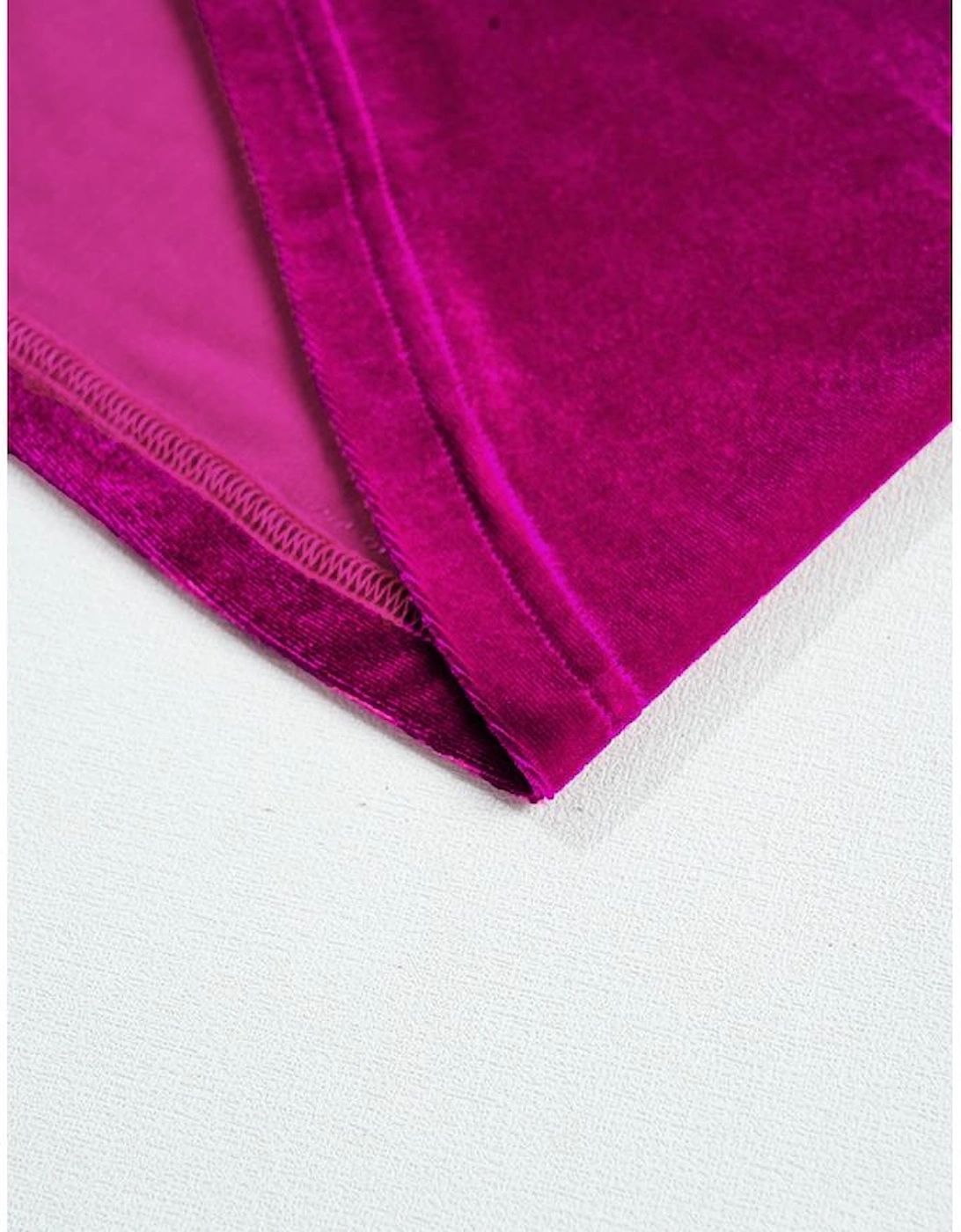 Bright Pink Plus Size Velvet Chest Pocket Drop Shoulder Shirt