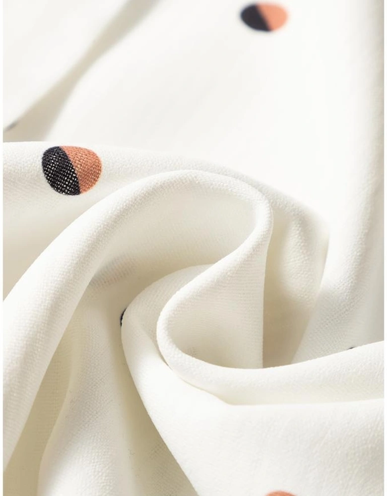 White Polka Dot Print Ruffled Shoulder V Neck Tank Top